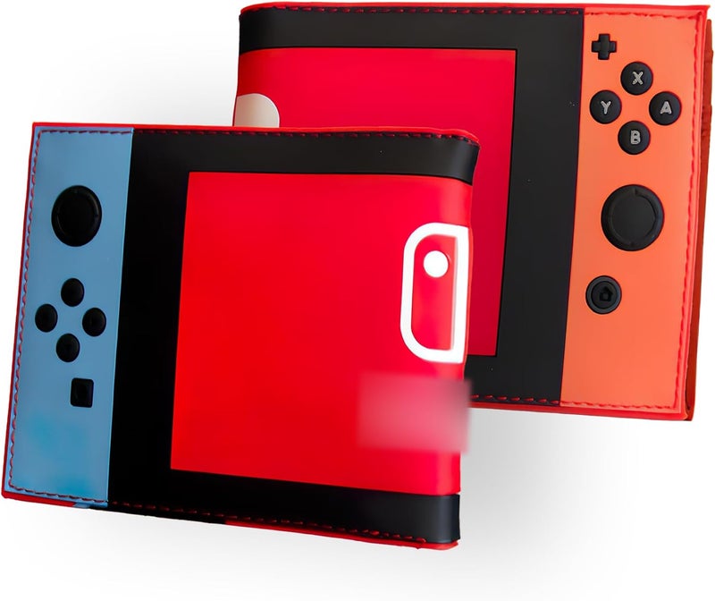 BAGOSEF Retro Gamepad-Inspired Boys Wallet - Silicone Surface Material with Classic Game Gamepad Design, Multiple Card Slots and Coin Pocket - Video Game Kids Wallet in Red and Blue -1 PACK - Image 1